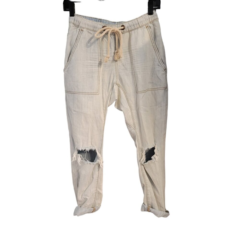 One Teaspoon Shabbies Drawstring Boyfriend Denim Joggers Size XXS